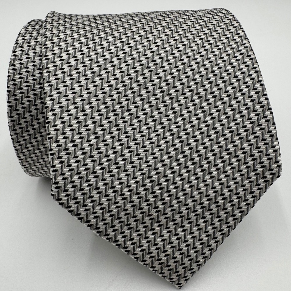 Takeo Kikuchi Silk Tie Mens Geometric Micro Pattern Handmade Japan Luxury